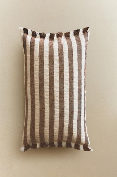 Zara STRIPED THROW PILLOW COVER - Brown
