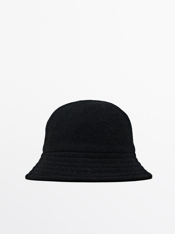 Wool blend bucket hat - Black | ZARA United States