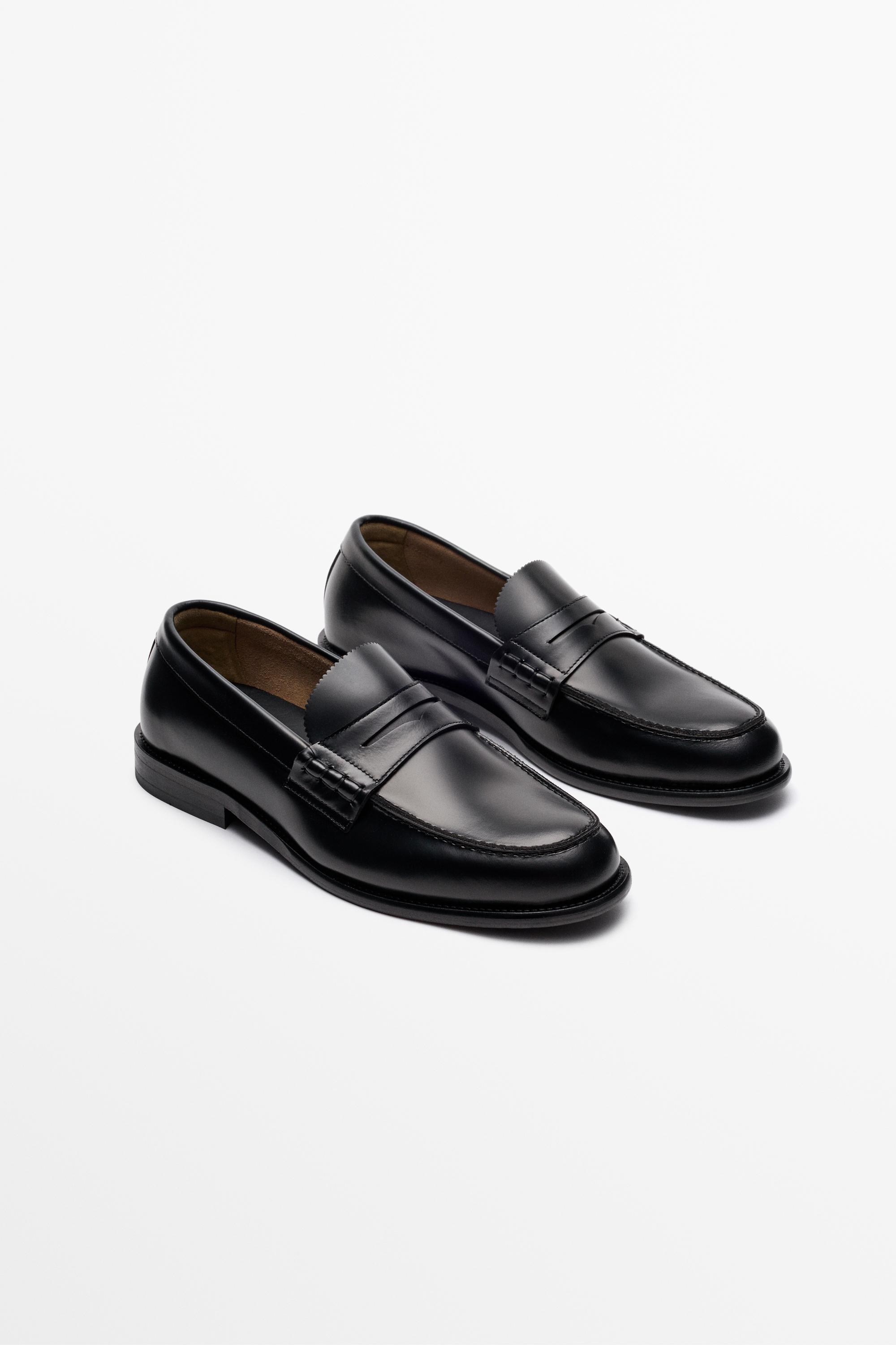 Leather penny loafer — Black