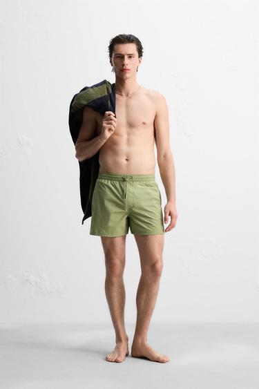 BASIC REGULAR SWIMMING TRUNKS - Light khaki by Zara - Image 0