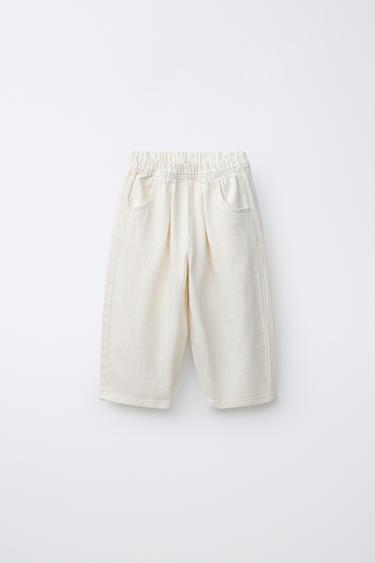 FLOWING TWILL TROUSERS - Ecru by Zara