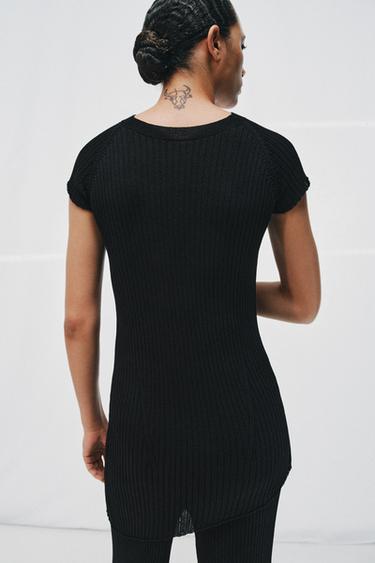 ASYMMETRIC RIB KNIT TOP - Black by Zara - Image 2
