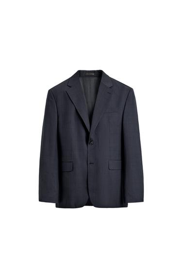 REGULAR FIT CHECK SUIT BLAZER - Dark navy by Zara