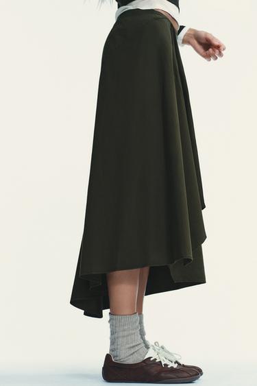 ASYMMETRIC SKIRT - Dark khaki by Zara - Image 3