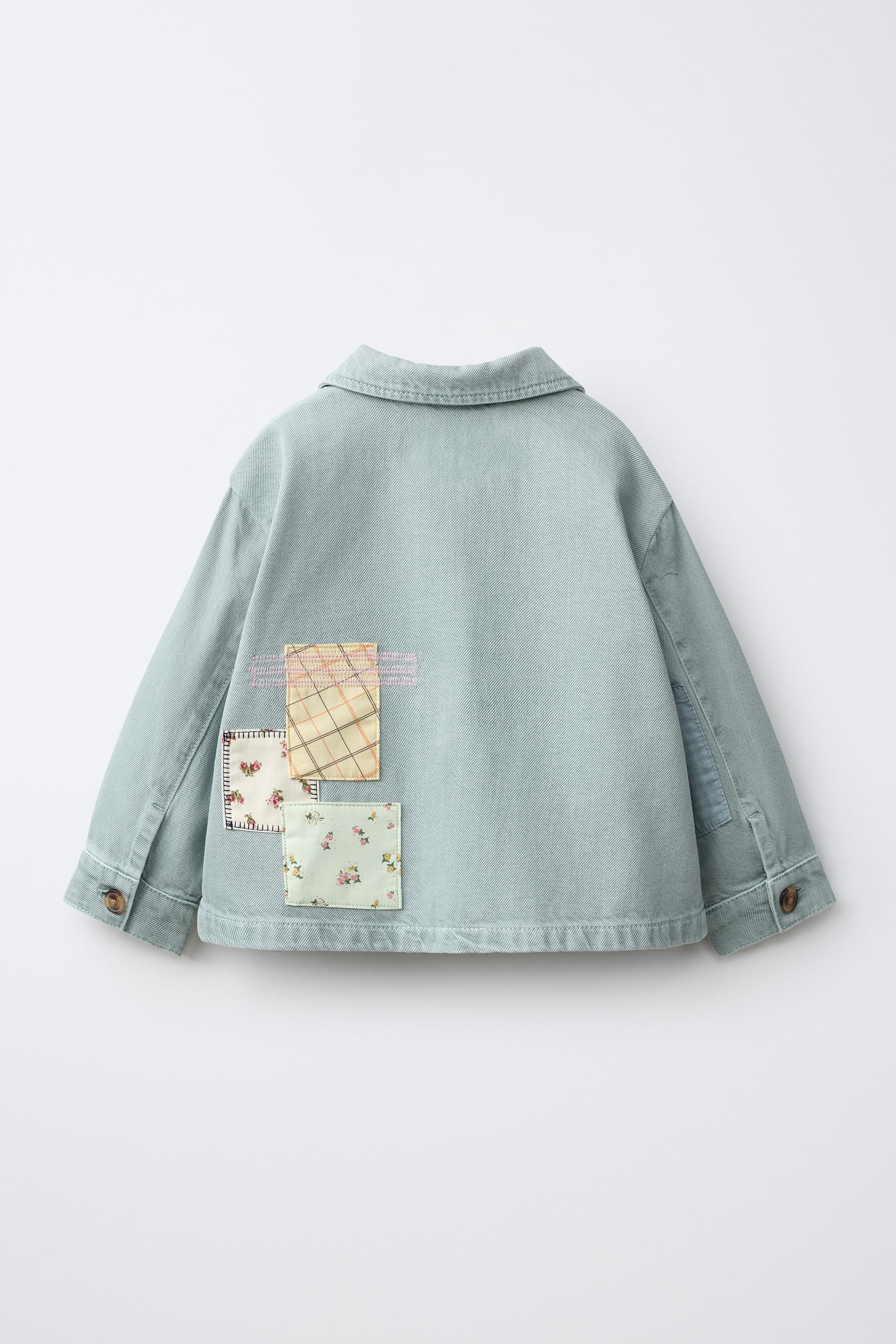 PATCHWORK TWILL JACKET — Pastel blue