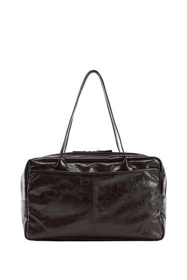 BOLSA PIEL MAXI BOWLING - Marrón de Zara