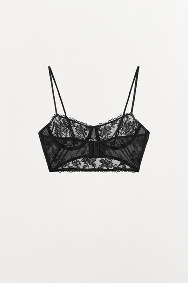 FLORAL EMBROIDERED UNDERWIRED BRA - Black by Zara - Image 2