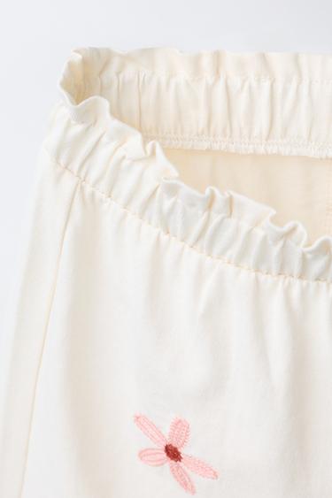 EMBROIDERED FLORAL CULOTTES - Ecru by Zara - Image 2