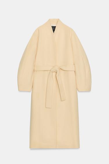 Zara OVERSIZED WOOL BLEND COAT ZW COLLECTION - Vanilla