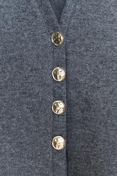 GILET DOUX BOUTONS - Gris moyen de Zara - Image 6