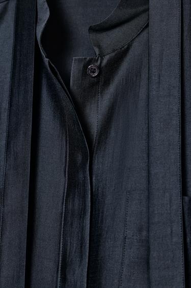 SHIRT WITH POCKETS AND TIE ZW COLLECTION - Navy blue by Zara - Image 5