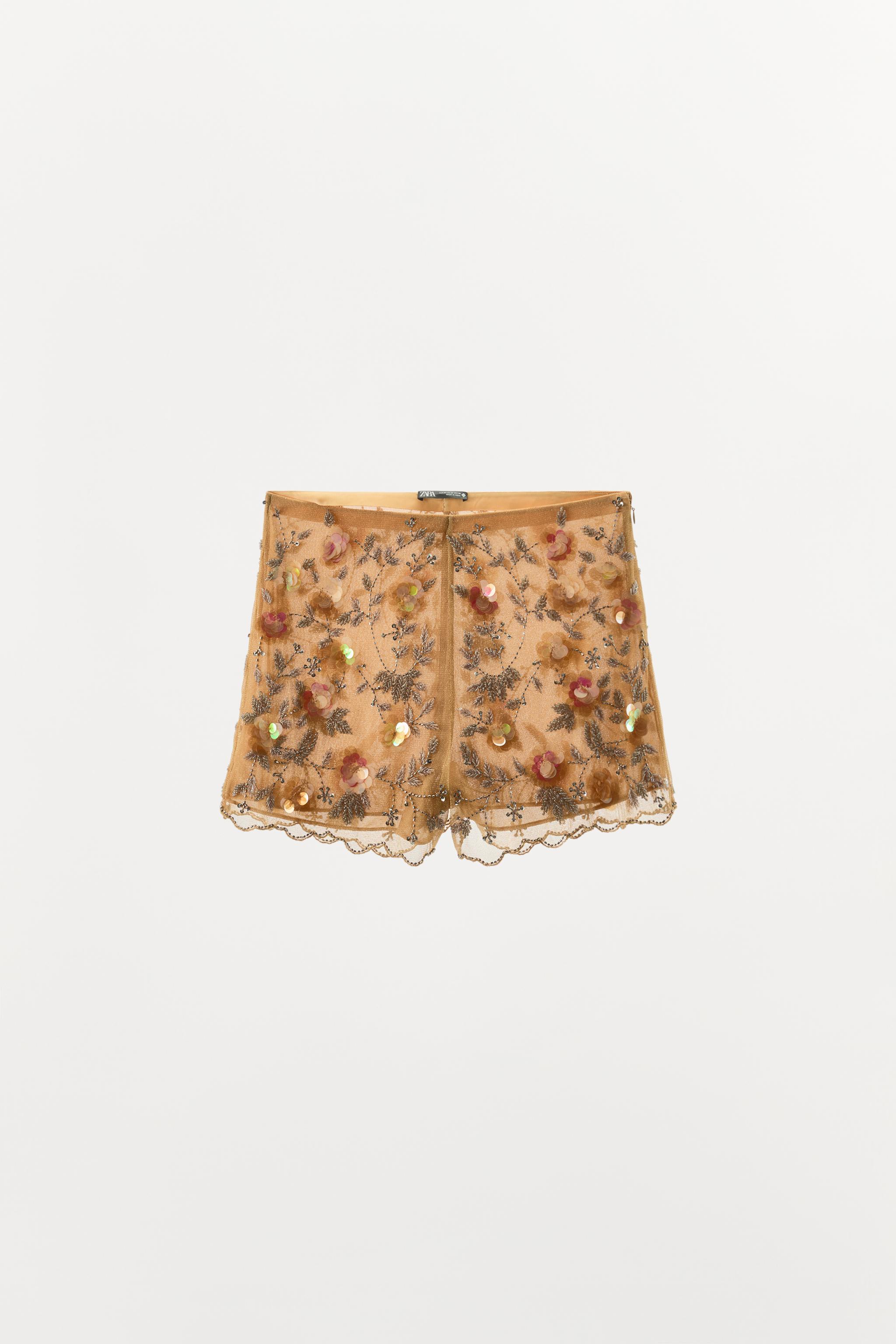 BEADED SEQUIN LIMITED EDITION SHORTS - Golden | ZARA United