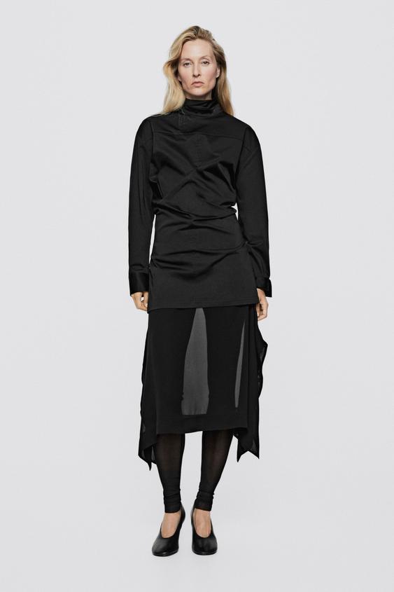 Falda midi asimétrica semitransparente  - LIMITED EDITION - Negro de Zara - Imagen 0