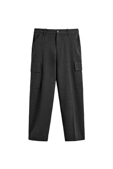 COMFORT STRAIGHT-LEG CARGO TROUSERS - Grey by Zara