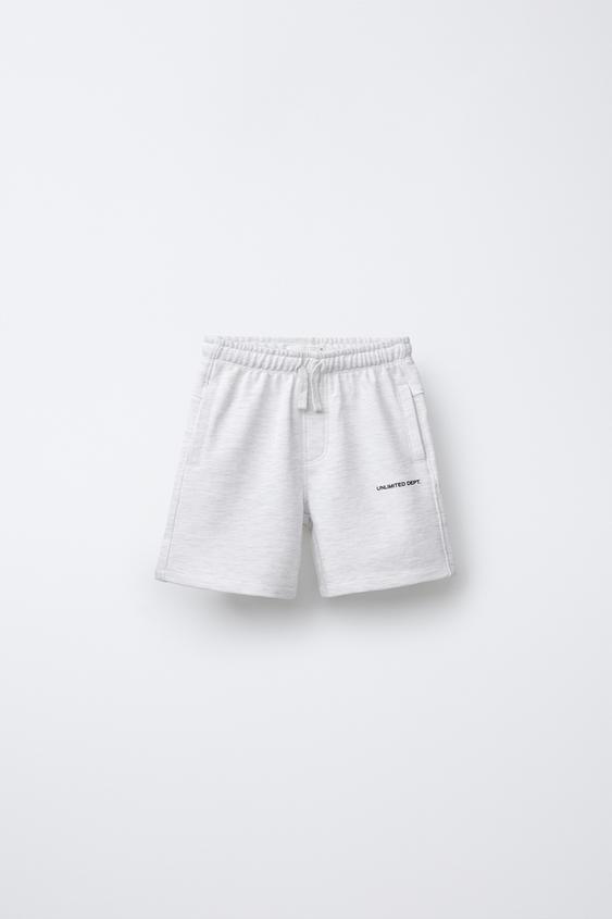 BERMUDA FELPA STRAIGHT TEXTO RELIEVE - Gris vigoré de Zara - Imagen 0