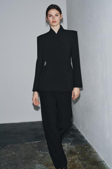 Zara ZW COLLECTION STRAIGHT LEG PANTS - Black