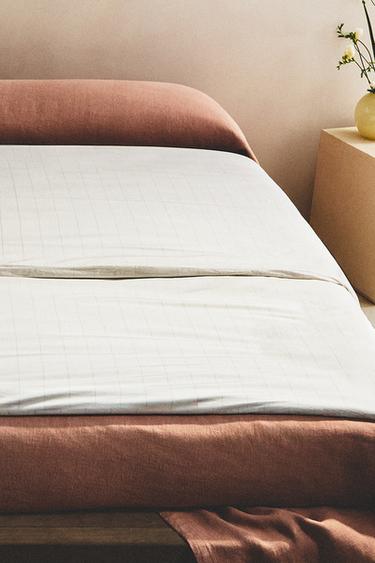 STRIPED DUVET COVER - Oyster-white by Zara