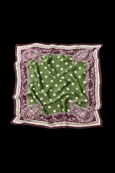 PAÑUELO ESTAMPADO LUNARES - Berenjena de Zara - Imagen 0