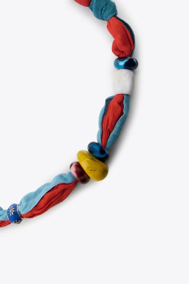 FOULARD EN COTON À BOULES - Bleu de Zara - Image 3