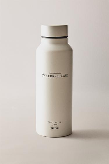 STAINLESS STEEL "THE CORNER CAFÉ" BOTTLE - Brown by Zara