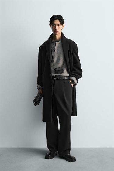 OVERSIZED WOOL BLEND COAT - Black by Zara