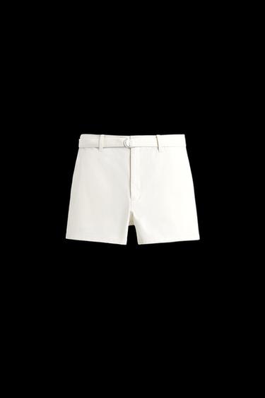 Zara BELTED TEXTURED SHORTS - Oyster-white - Image 0