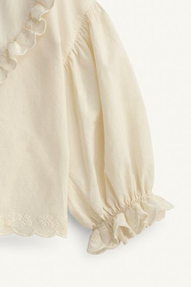 LIMITED EDITION EMBROIDERED FLORAL RUFFLE SHIRT - Ecru by Zara - Image 8