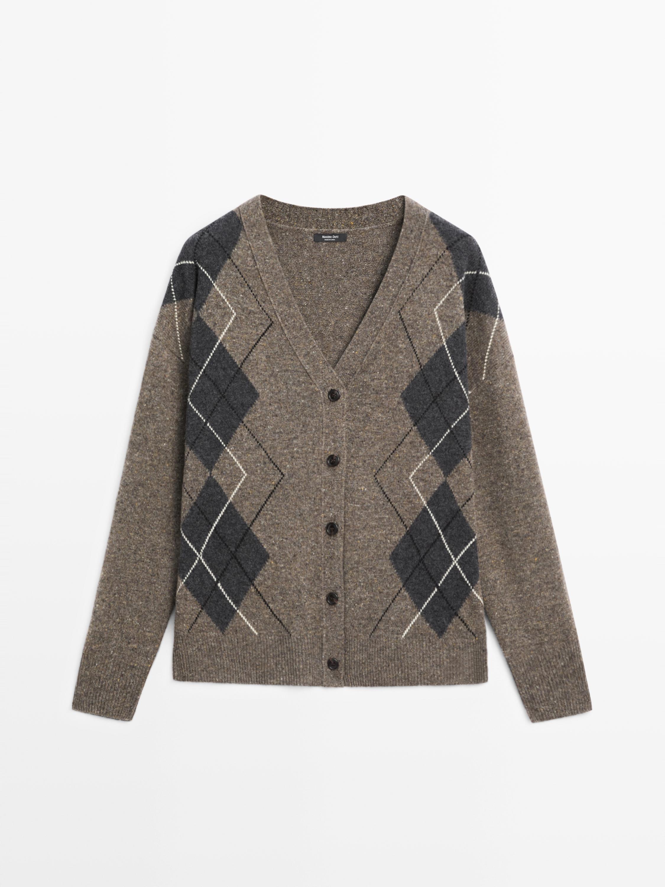 Cardigan à losanges en laine