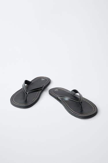 LEATHER SANDALS - Black by Zara - Image 2