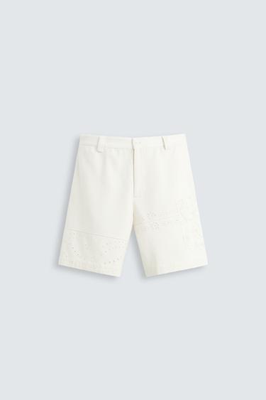 BERMUDA CARGO PATCHWORH - Blanco roto de Zara