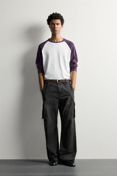 SPLATTER EFFECT CARGO TROUSERS - Black / Sand by Zara