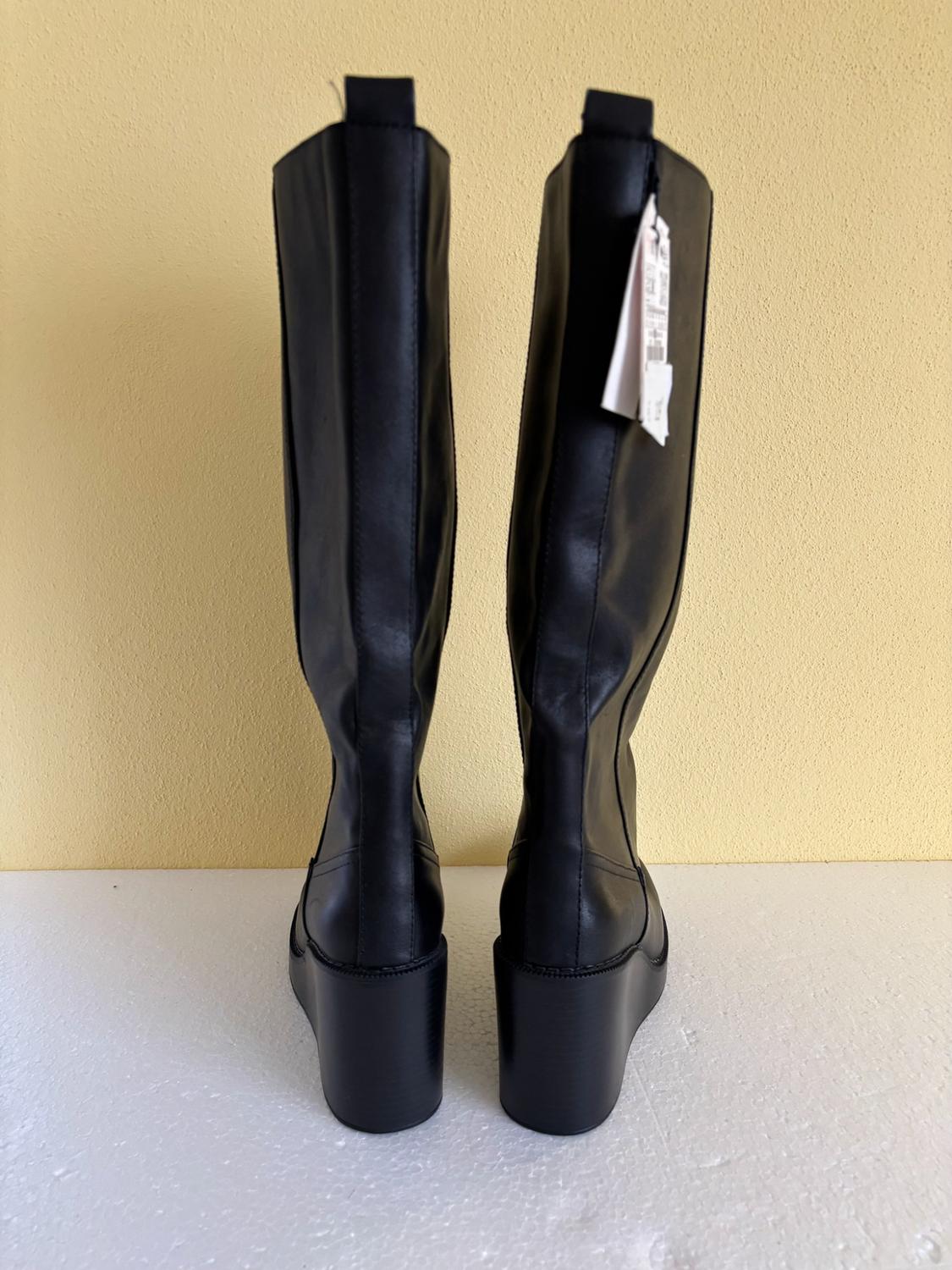 LEATHER WATER-REPELLENT WEDGE BOOTS - Image 5