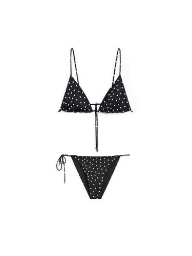 Zara Polka dot print triangle bikini top - Black