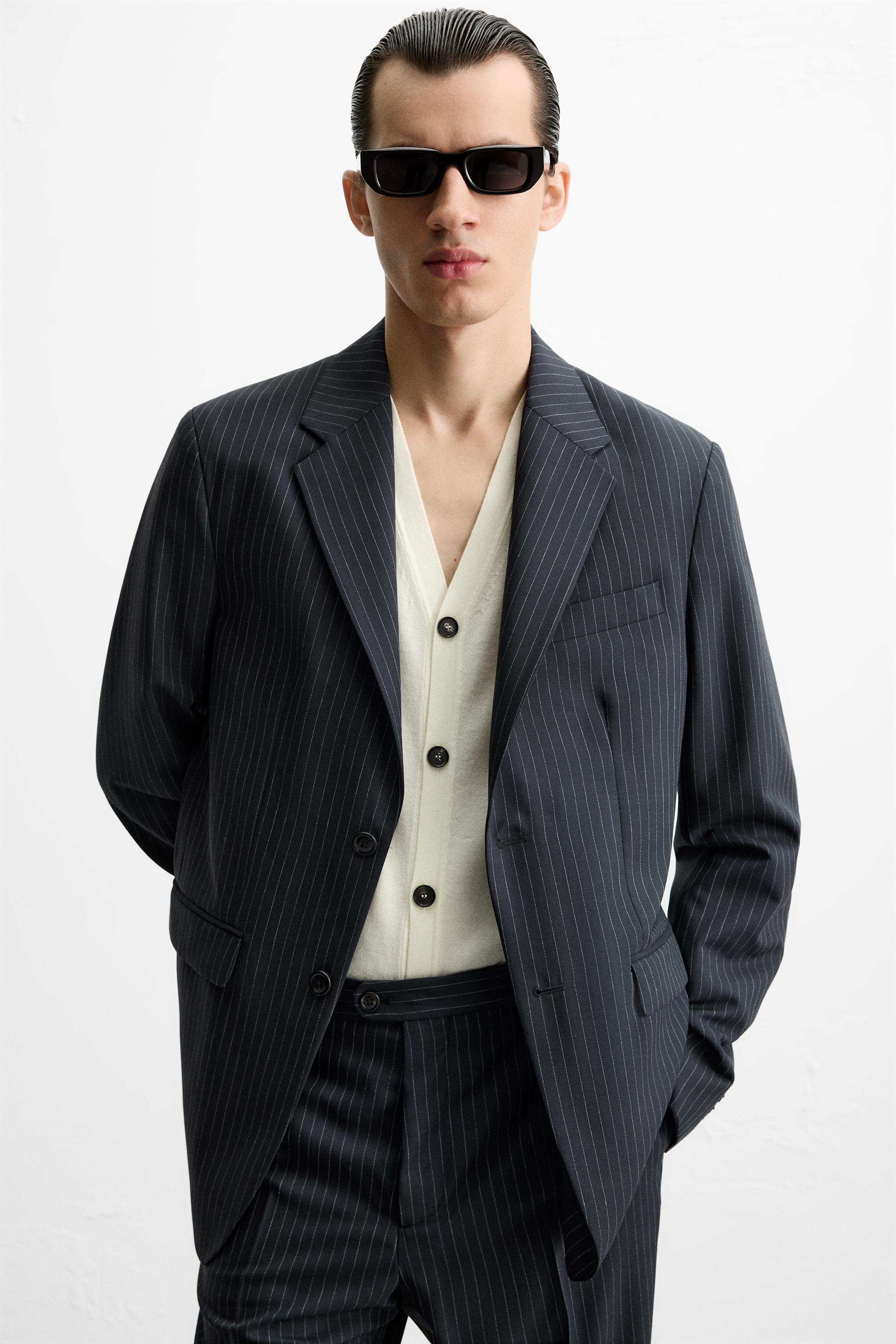 ピンストライプ柄スーツブレザー - ネイビーブルー | ZARA Japan