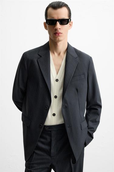 VESTE DE COSTUME À RAYURES TENNIS - Bleu marine de Zara - Image 2