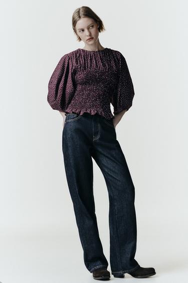 POLKA DOT BLOUSE WITH PUFF SLEEVES - Multicoloured by Zara