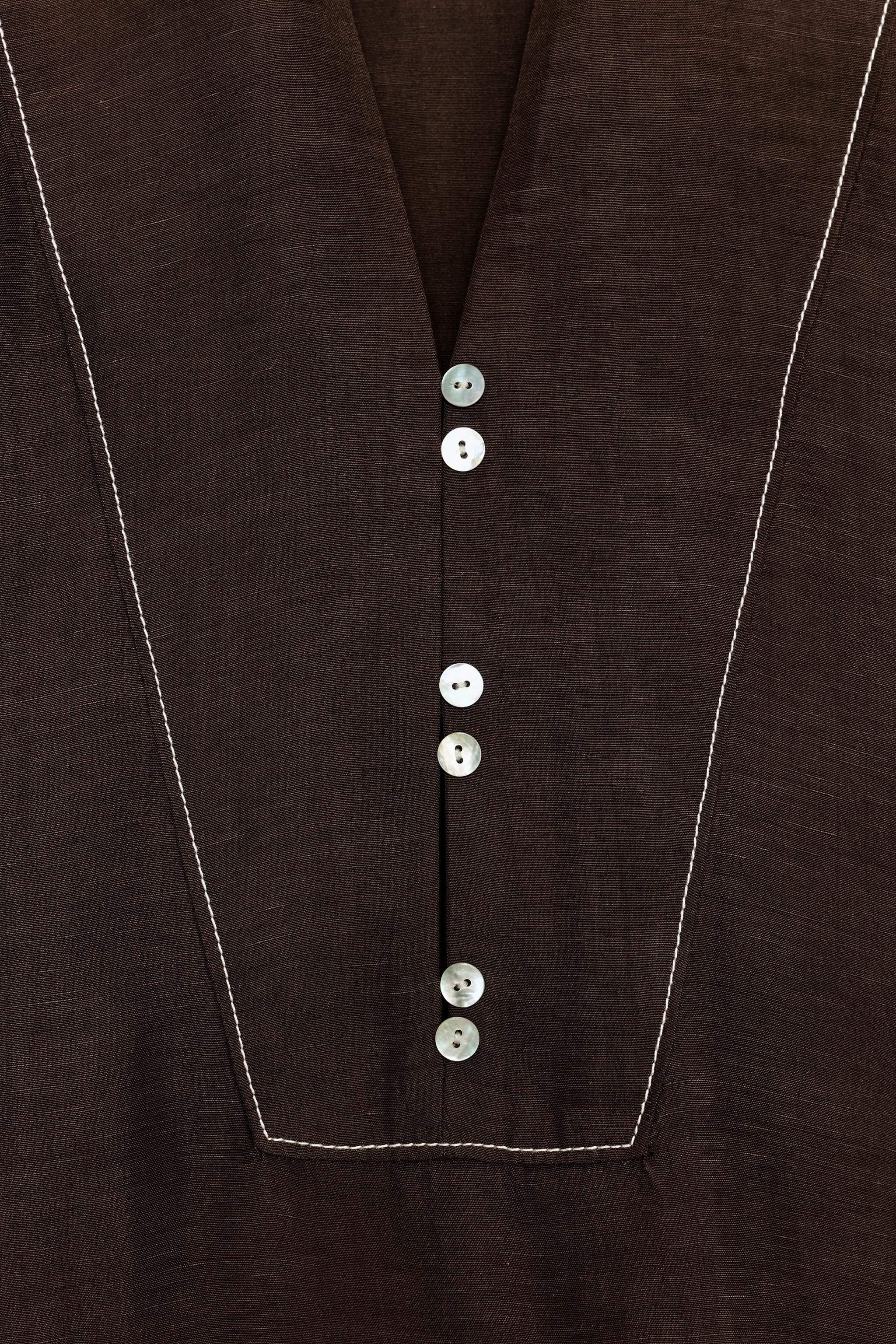 CONTRAST STITCH LINEN SHIRT