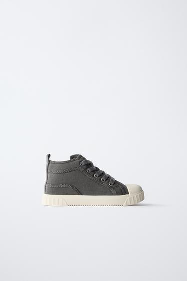 Zara COTTON HIGH-TOP SNEAKERS - Gray - Image 0