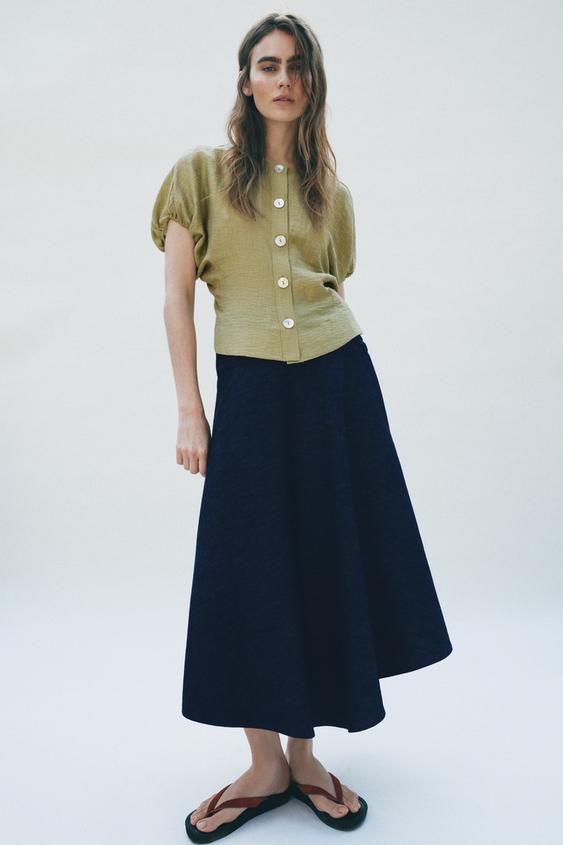 LINEN PUFF SLEEVE TOP from Zara - $49.90