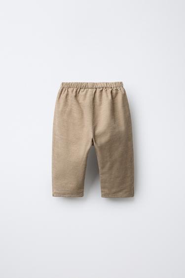 PANTALON EN VELOURS CÔTELÉ FIN DOUBLÉ - Beige de Zara - Image 1