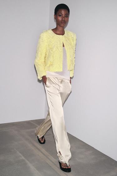 TEXTURED JACKET WITH RUFFLE TRIMS - Yellow by Zara - Image 0