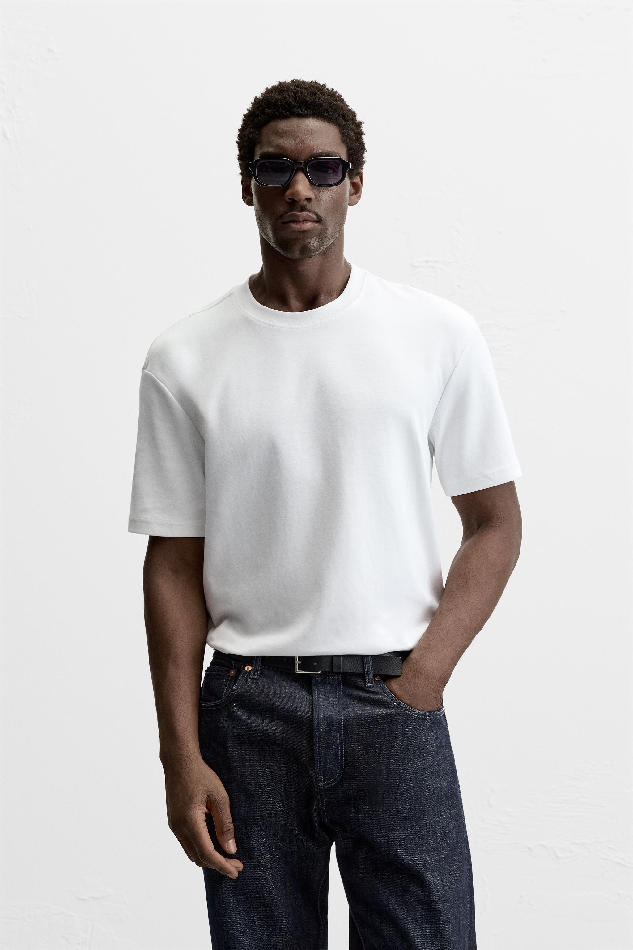 Basic white t shirt men best sale