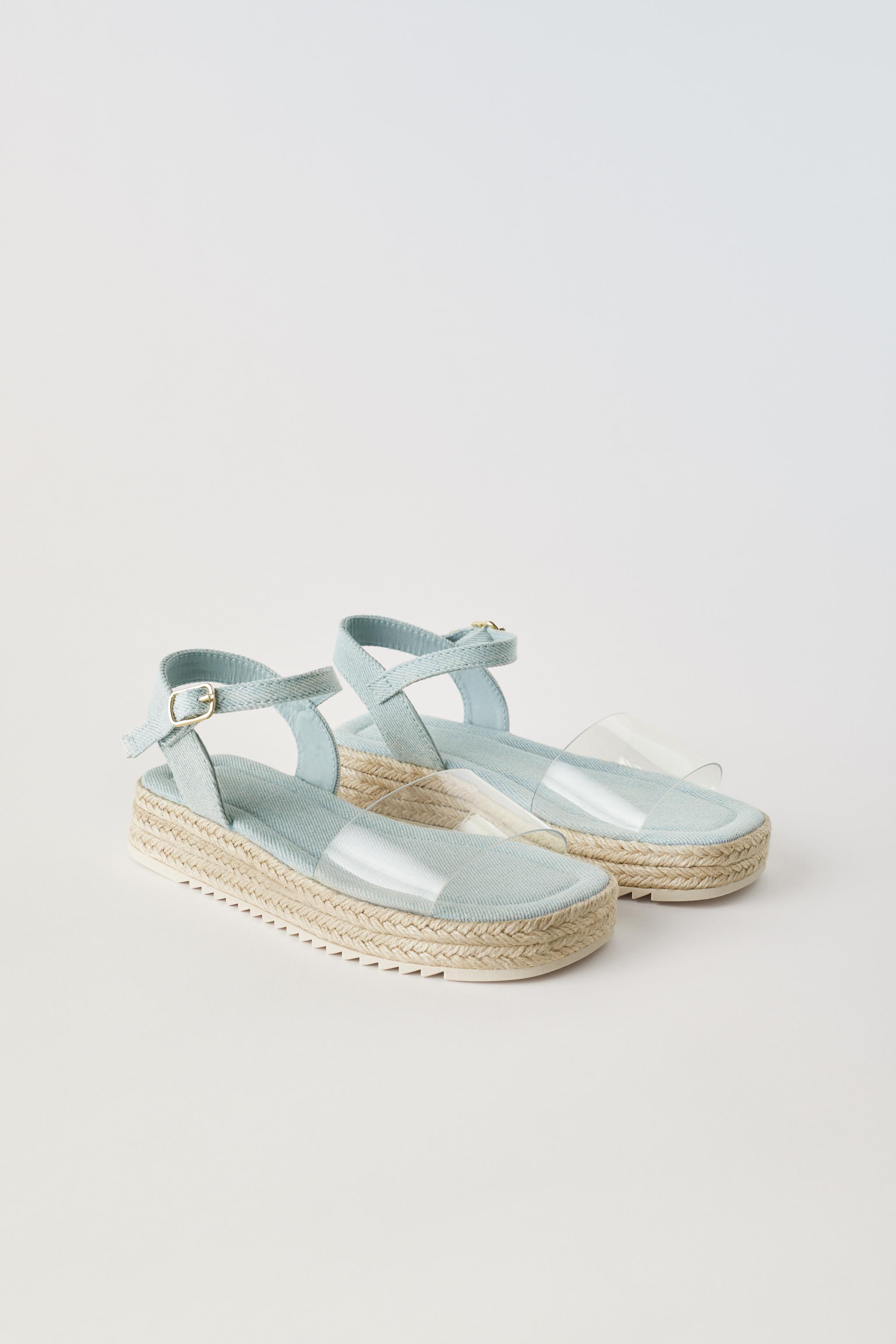 VINYL DENIM SANDALS Blue ZARA Spain