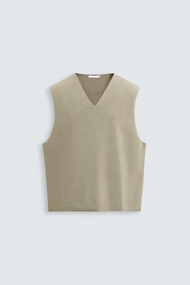 RELAXED FIT KNIT WAISTCOAT - Khaki by Zara