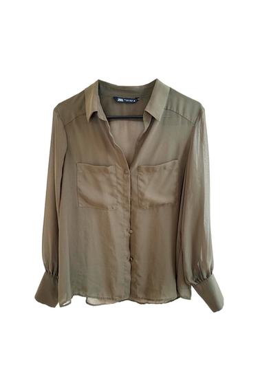 PATCH POCKET SEMISHEER KHAKI SHIRT