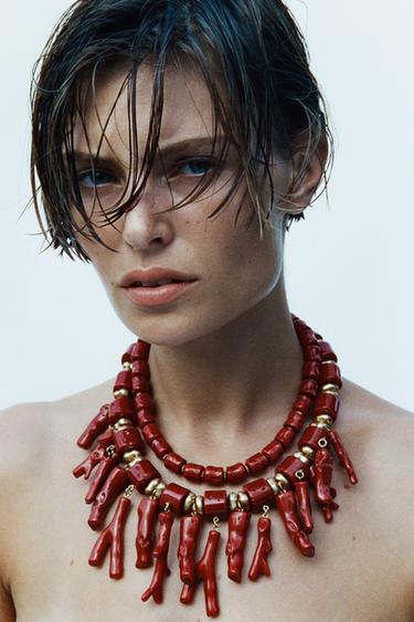 Zara PACK OF 2 CORAL NECKLACES WITH RESIN - Coral