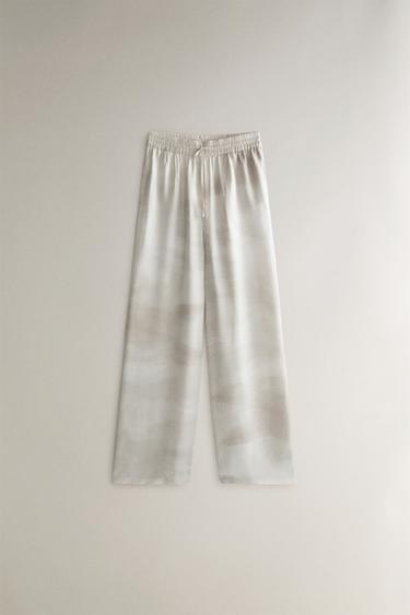 WATERCOLOUR PRINT TROUSERS - Grey / Tan by Zara - Image 0