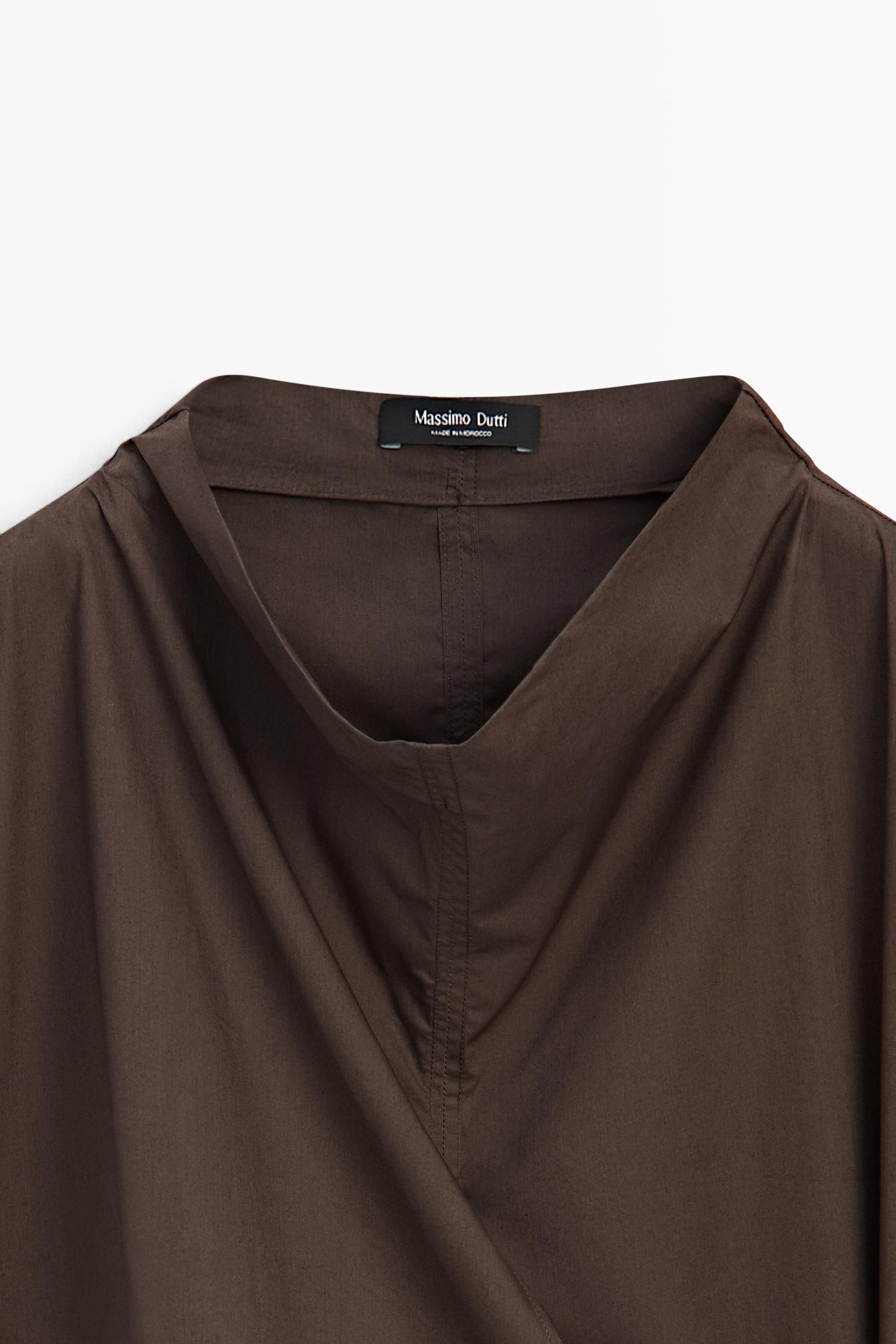 100% cotton poplin draped dress