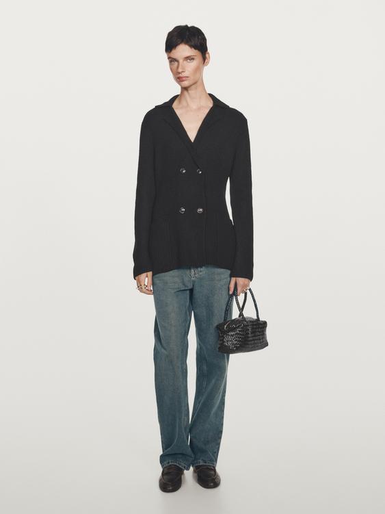 Double-breasted wool cardigan