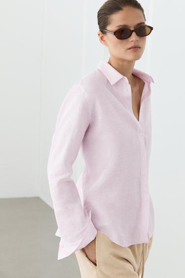 Zara 100% linen shirt with striped details - 144